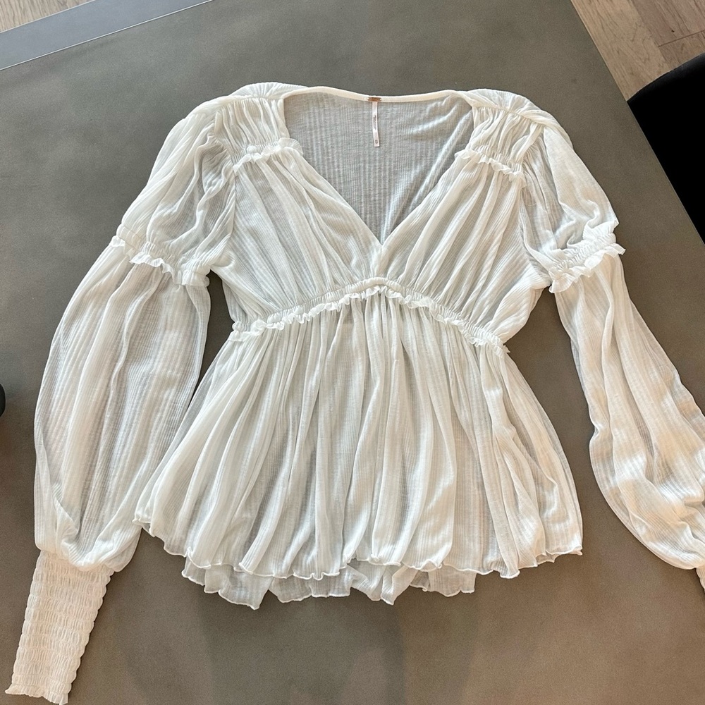 Free People sheer long sleeve top
